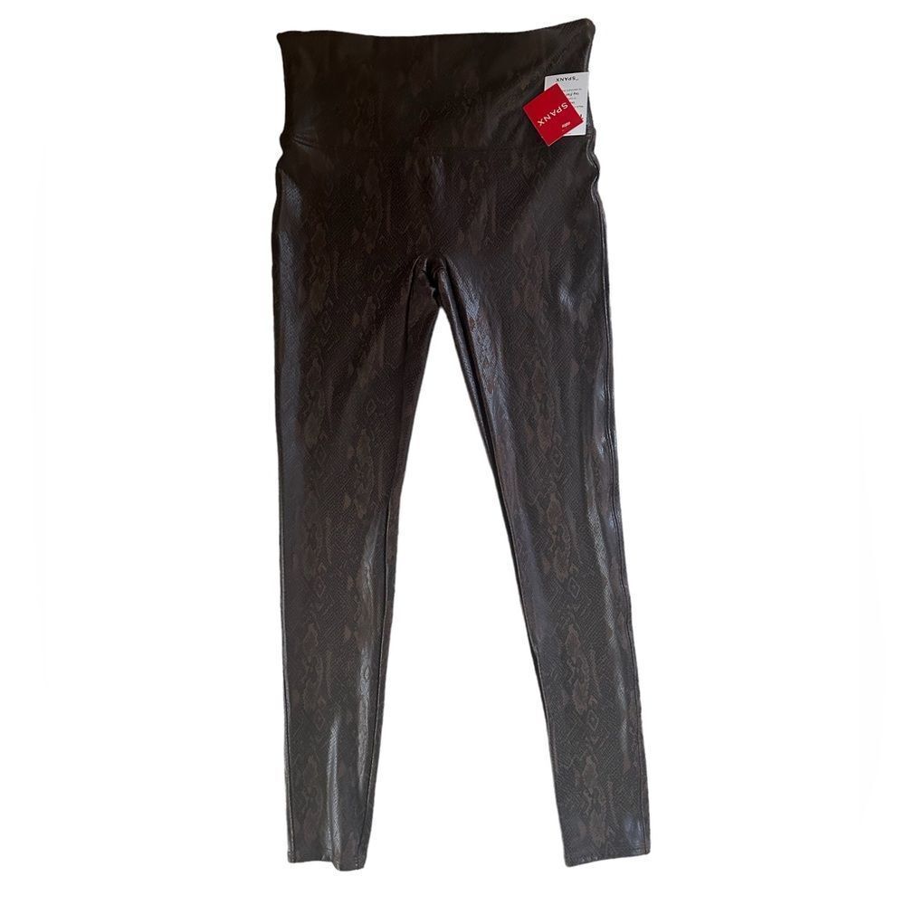 Spanx Faux-Leather Snakeskin High-Rise Leggings, Size L, New with tags - Picture 3 of 13